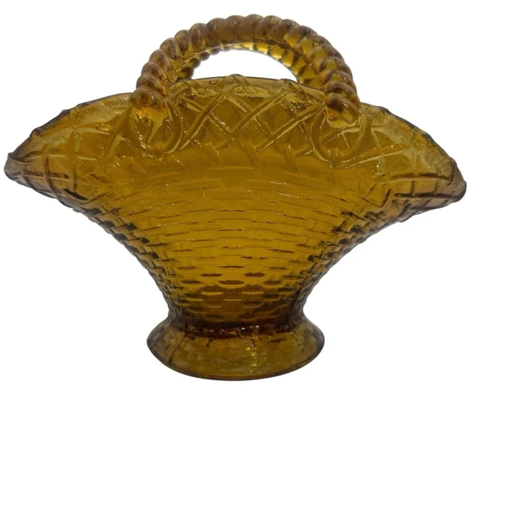 Vintage Westmoreland Glass Amber Basketweave 4